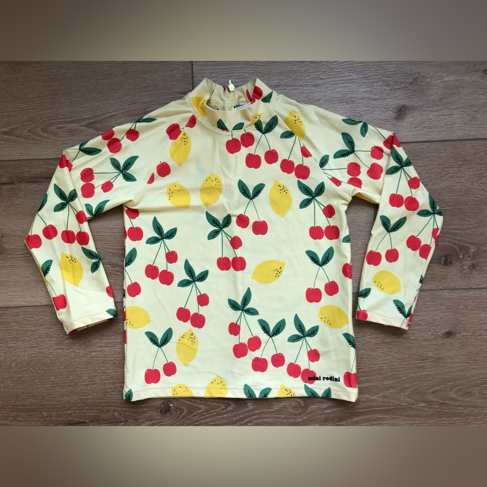 Mini Rodini Cherry Lemonade rash guard swim top 128/134